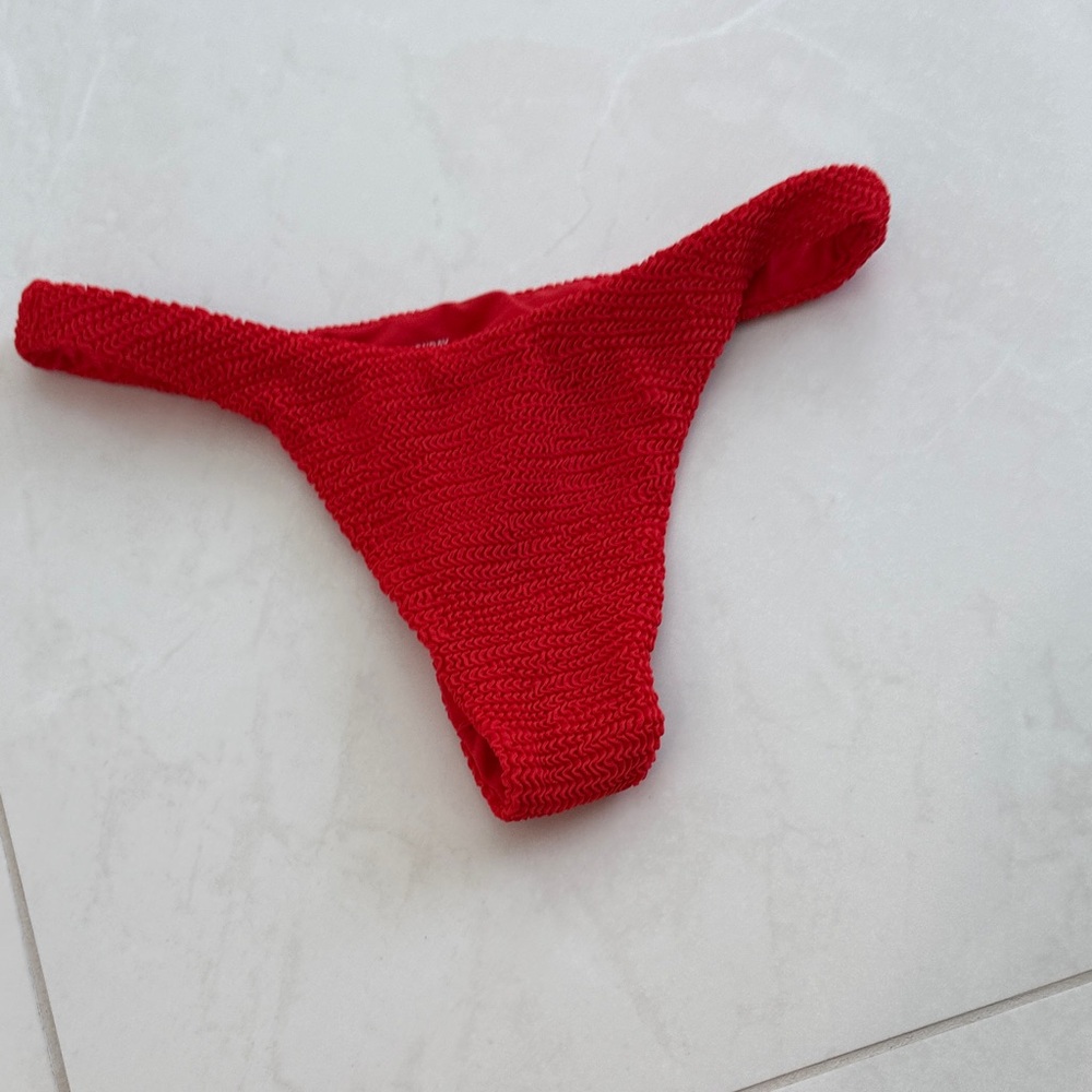 Monday Swimwear Red Textured Bikini Bottom